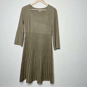 Calvin Klein Gold 3/4 Sleeves Metallic Sweater Dress